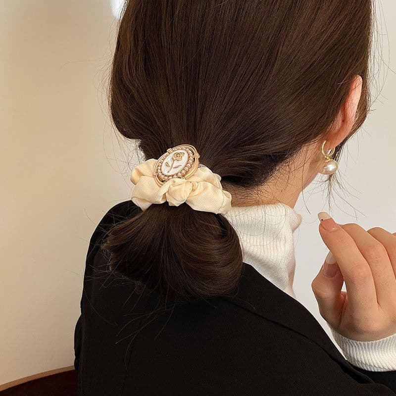 image-French Rose Hair Tie - Black Small Intestine Circle