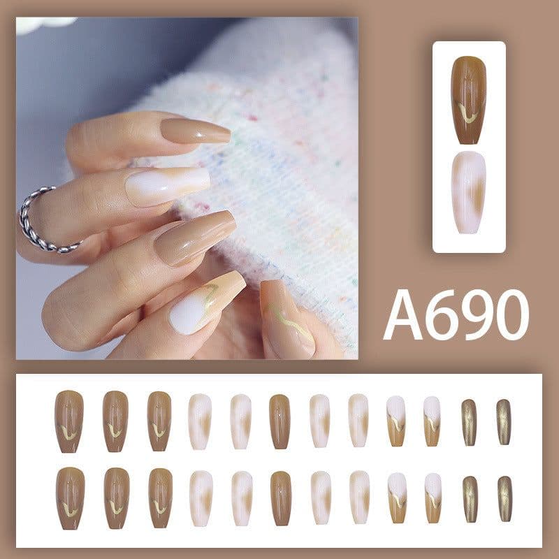 image-Autumn and winter gentle, sweet and pure desire INS style manicure wear nail polish girl whitening printed ice transparent fake nail polish