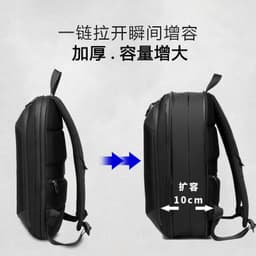 image-LEASTAT 14" Business Backpack - Gray Oxford Expandable