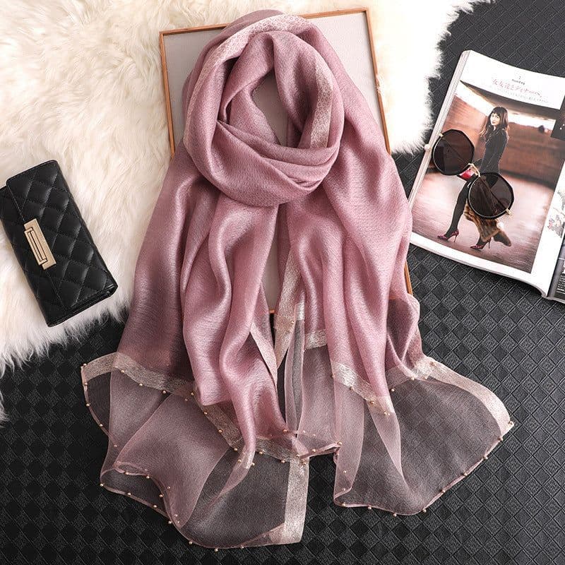 image-Beach Sunscreen Beading Scarf - Women 65*185cm, Thin Wool Blend Shawl (65 characters)
