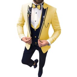 image-Cross-border new men's suit three-piece lapel slim wedding groom best man suit men's suit