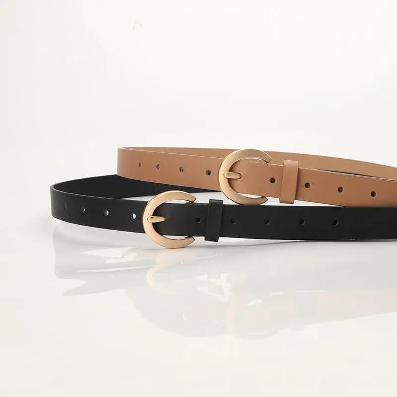 image-Apricot PU Belt Women 2-4cm Buckle