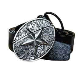 image-Men's Belt Knife - Trendy PU Leather, Alloy Buckle, 130cm