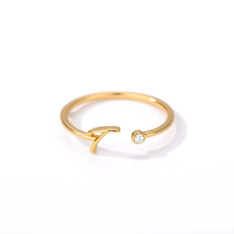 image-Cross-border simple letter ring English letter ring women's opening adjustable ring name ring spot