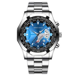 image-Men's Watch - Large Dial Steel Band Calendar