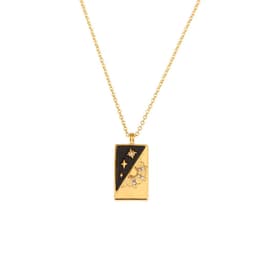 image-European and American ins fashion retro popular hot selling pendant jewelry stainless steel rectangular zircon tarot necklace