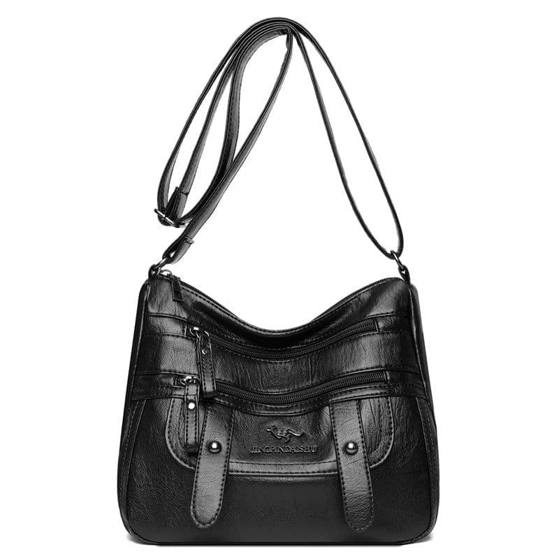 image-Purple PU Leather Shoulder Bag - Medium Square