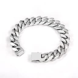 image-Cross-border supply European and American punk heavy motorcycle style men's domineering 14mm polished titanium steel Cuban chain bracelet spot