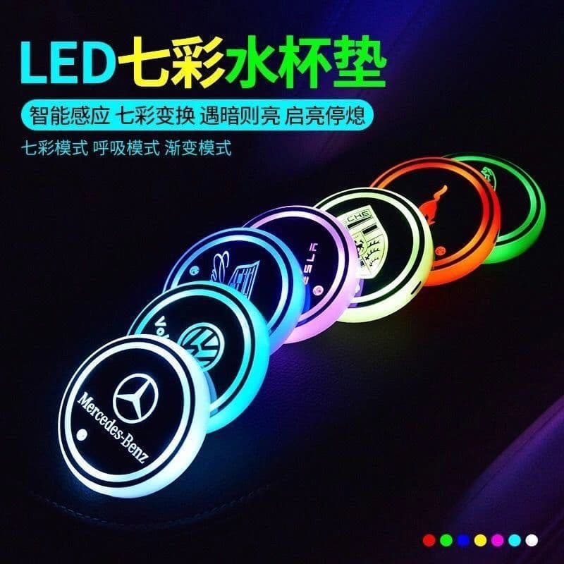 image-Car LED Water Coaster - Colorful Lights Solar USB