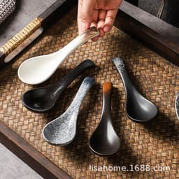 image-Creative Ceramic Spoon - Sesame Gold Flower