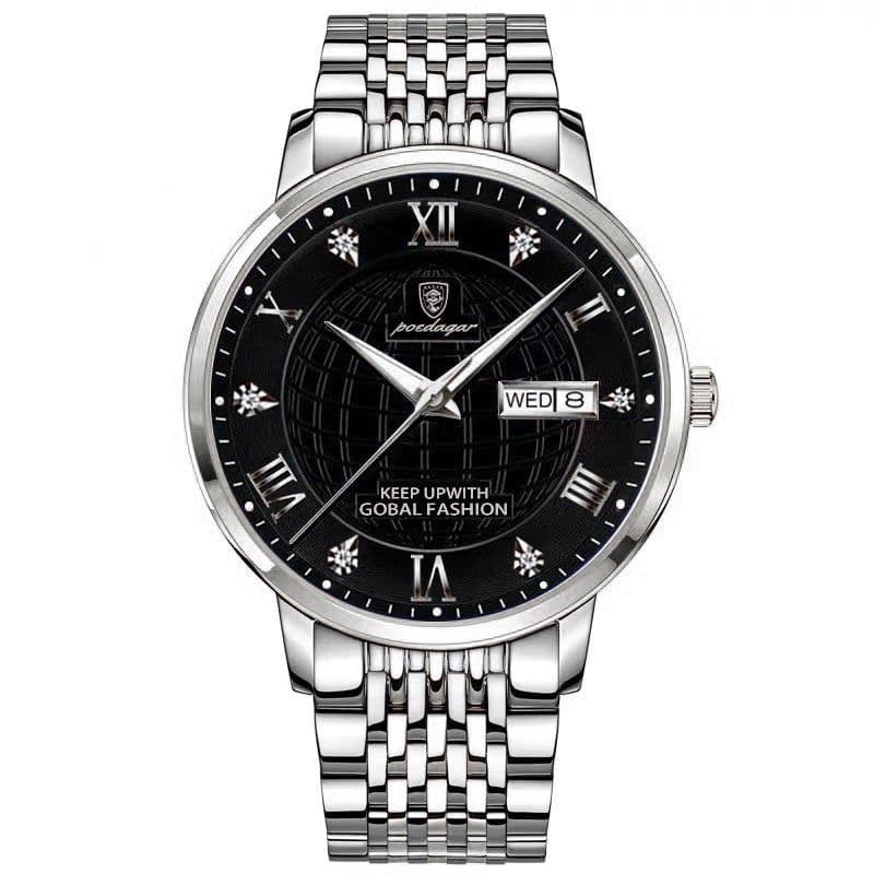 image-Poedagar Swiss Quartz 41.5mm Men's Watch - Gold 30M Waterproof