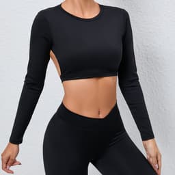 image-Sports Tops with Chest Pads, Backless, Women's Yoga Fitness Clothes - 65"