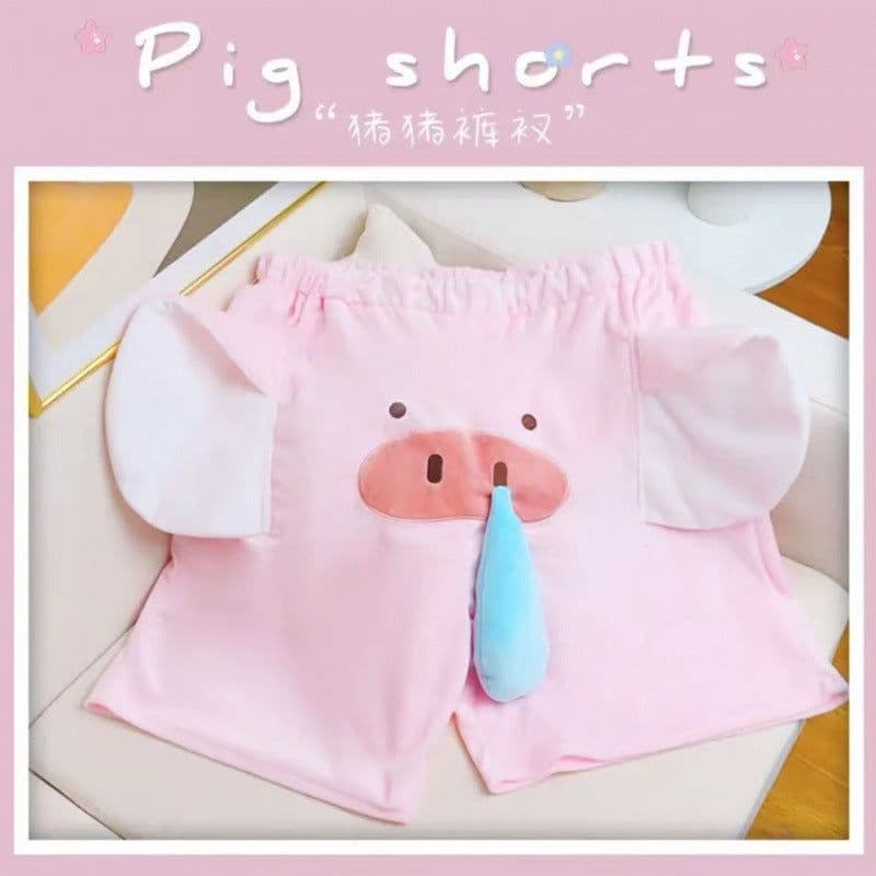 image-Cute three-dimensional elephant shorts pants men's home loose little flying elephant pajamas girls couples casual loose