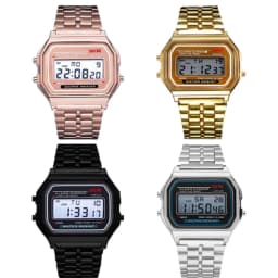 image-LED Digital Watch F91W - Steel Band 37mm Square Black
