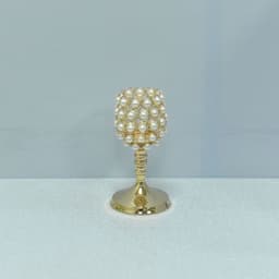 image-Gold Metal Candlestick Holder - Pearl Electroplated