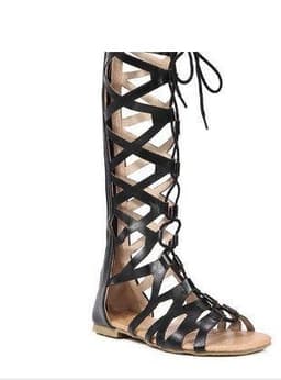 image-Roman Sandals Women - Light Brown Hollow PU