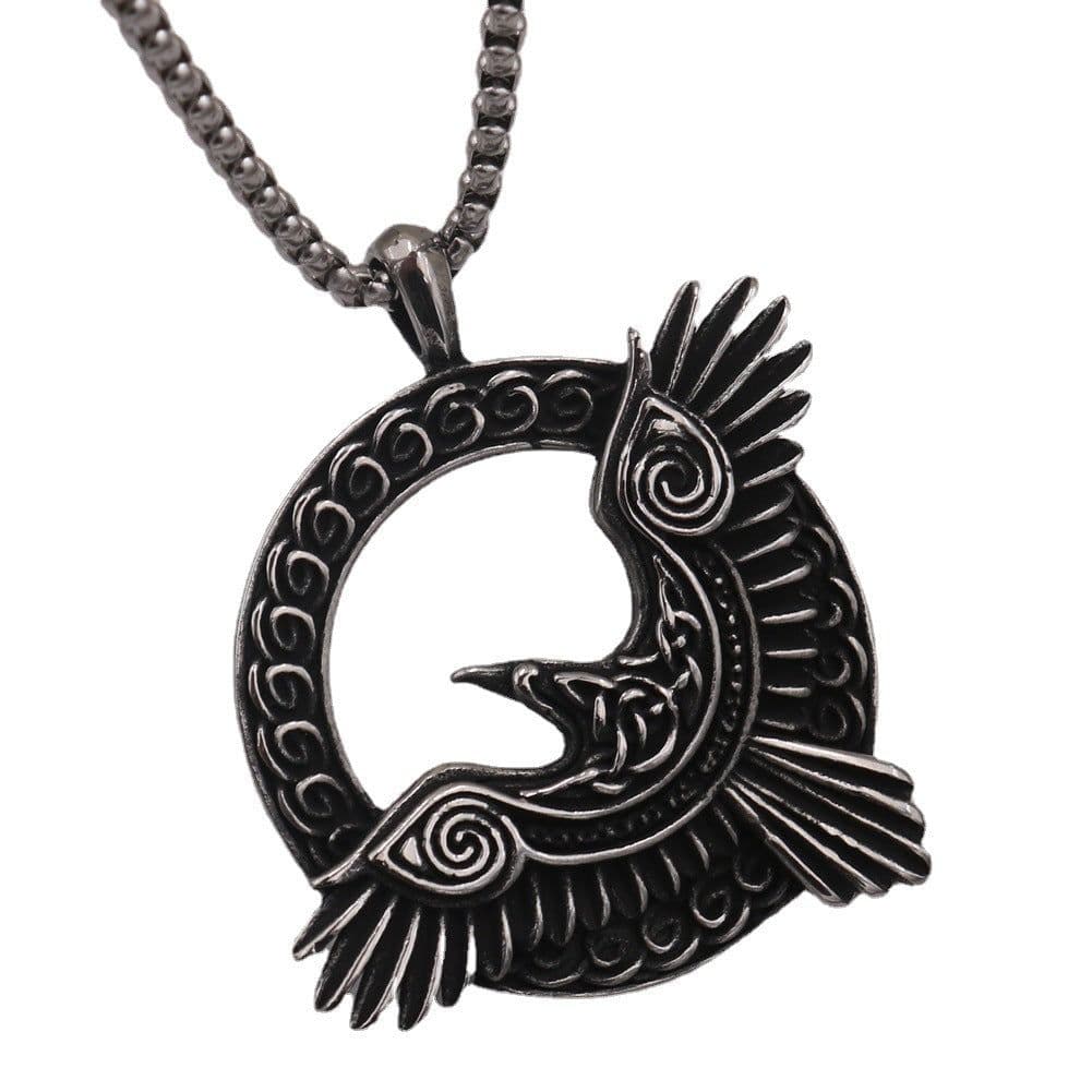 image-Viking Crow Titanium Steel Necklace - Popular Jewelry Amulet Pendant