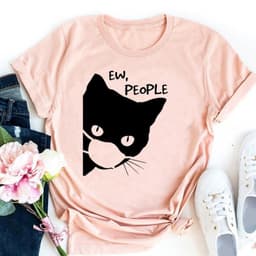 image-Cute Cat Print T-Shirt - Milk Silk 5XL Short Sleeve