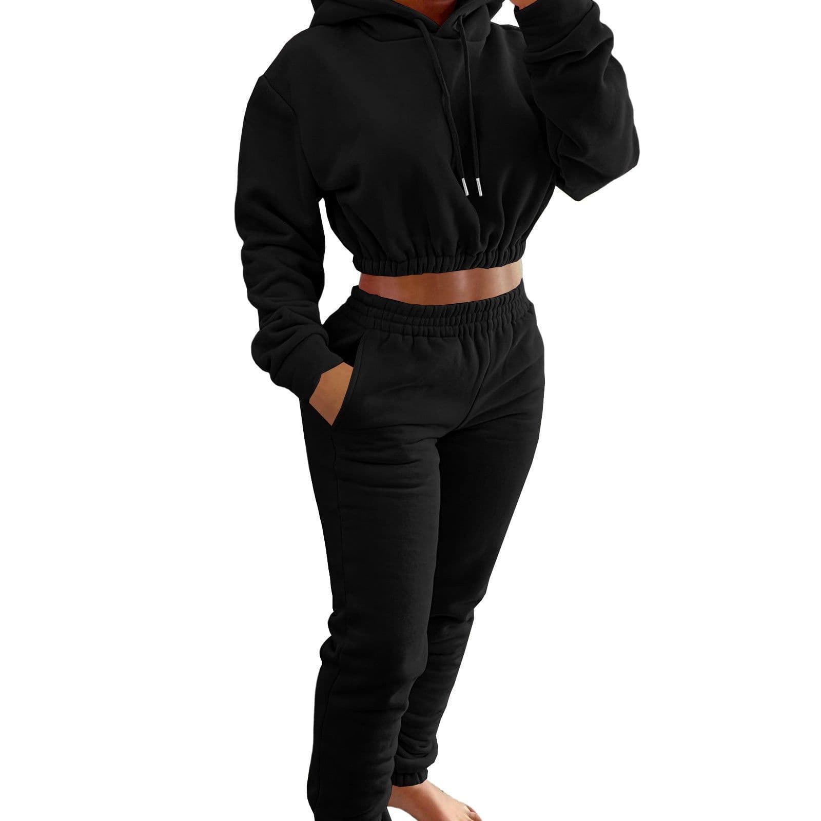 image-Women's Fleece Hoodie + Jogging Pants Set Light Yellow XXL