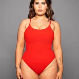 image-One-Piece Swimsuit High Waist Nylon Blue XXXL