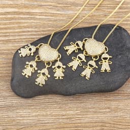 image-Children's Number Pendant Necklace - 18k Gold Plated Copper