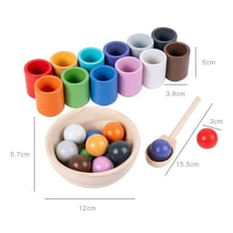 image-Wooden Bead Matching Game for Kids, 3-6 Years Color Recognition Toy