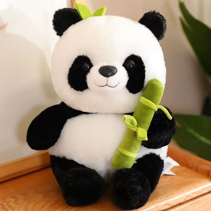 image-Net red bamboo tube panda holding bamboo children's gift cute national treasure giant panda doll small bamboo doll birthday gift