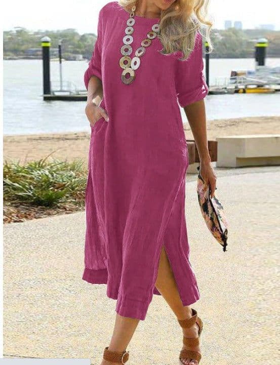 image-2023wish Amazon independent station new cotton and linen long dress women's clothing