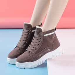 image-Winter women's shoes plus velvet and thickened warm cotton shoes flat heel thick sole 2021 new Korean version versatile student high-top shoes for women