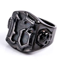 image-Mens Titanium Steel Ring Ghost Head Vintage Gold Plated Geometric Design