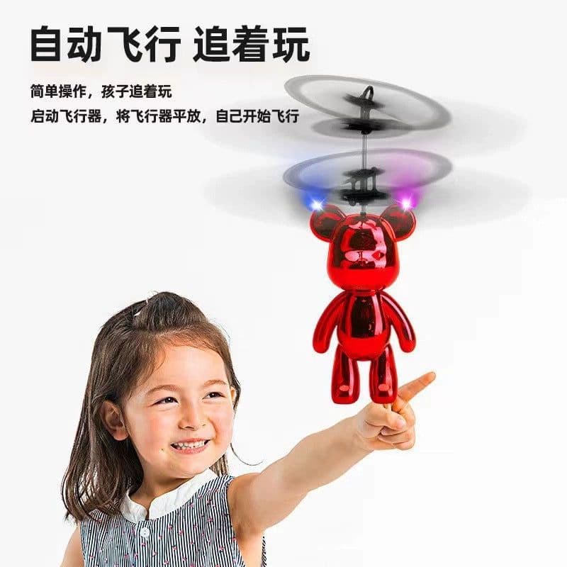 image-Cross-border new violent bear electroplating induction aircraft gesture suspension luminous flying bear anti-fall and smash-resistant helicopter