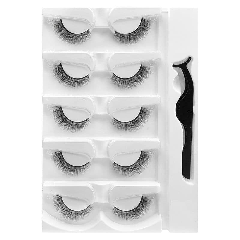 image-False Eyelashes, 5 Pairs, Self-Adhesive, Waterproof, Natural & Durable