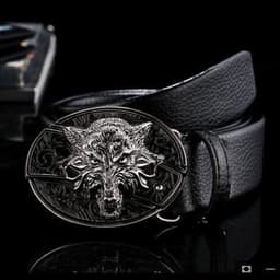 image-Men's Belt Knife - Trendy PU Leather, Alloy Buckle, 130cm