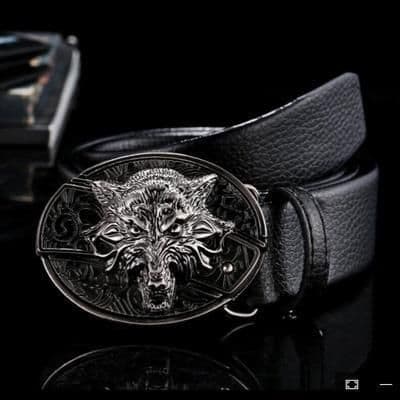 image-Men's Belt Knife - Trendy PU Leather, Alloy Buckle, 130cm