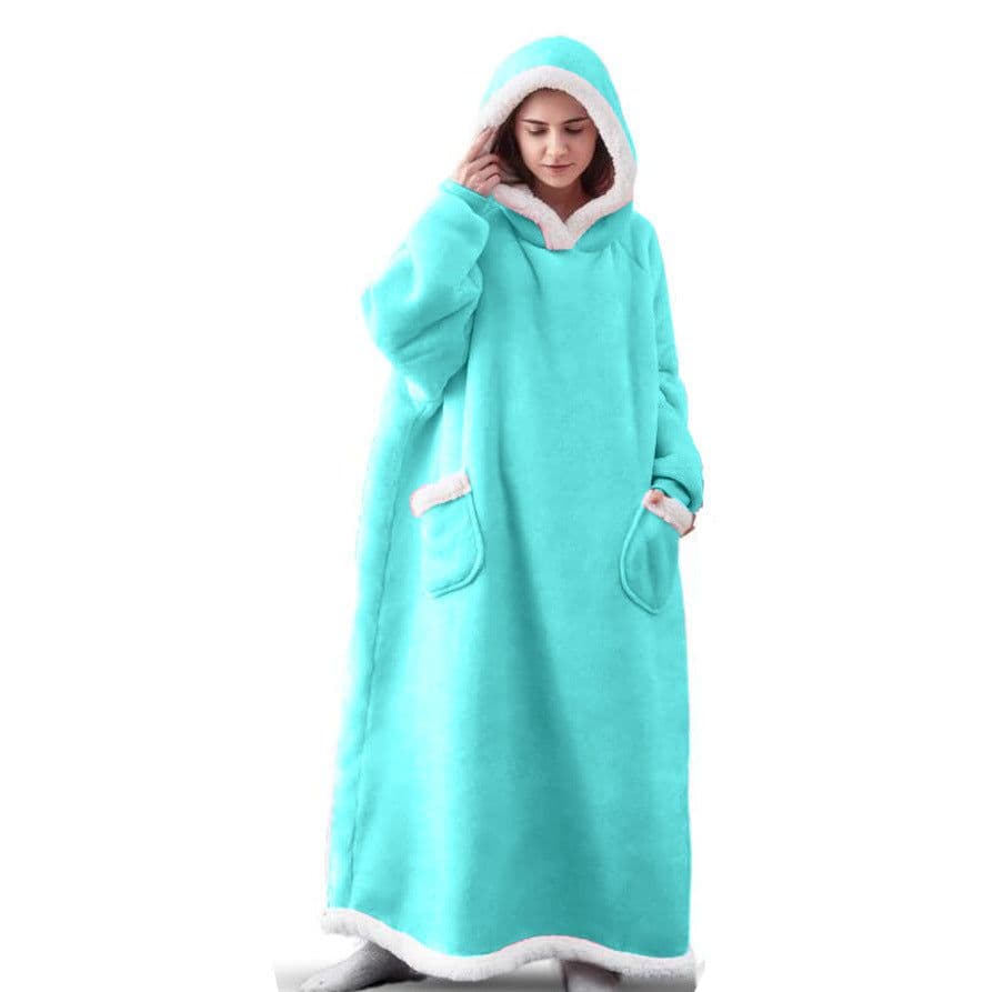 image-Winter blanket extra long vertical pocket fleece lazy blanket flannel lambswool TV TV blanket bathrobe