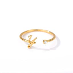 image-Cross-border simple letter ring English letter ring women's opening adjustable ring name ring spot