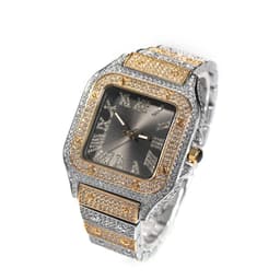 image-Men's Square Quartz Watch - Gold 45mm Roman Dial