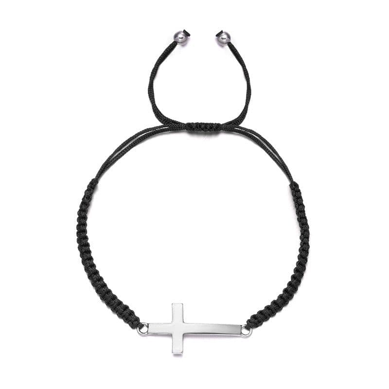 image-Ba Yue Cross-Border Couple Rope Bracelet - Red/Black Alloy