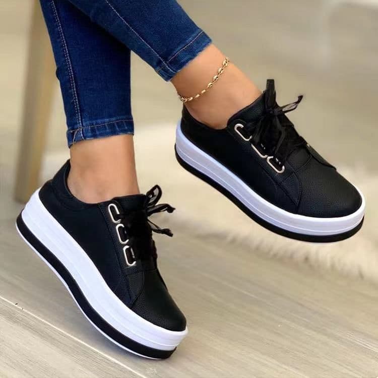 image-European & American Round Toe Casual Shoes - Rose Gold, PU, Size 43