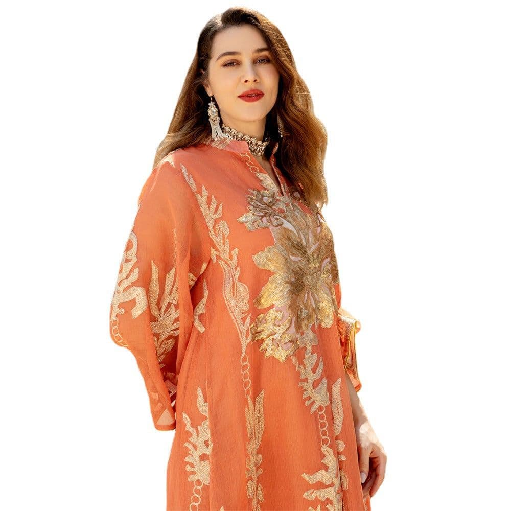 image-AB056 2023 European dress Muslim dress summer abaya fashion sequins Middle East foreign trade women's clothing