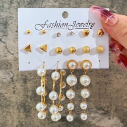 image-Acrylic Pearl Earring Set - 5 Pairs Mixed Style Women