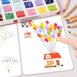 image-Children's finger print angel painting card kindergarten palm dot painting toys ink painting tools pigment non-toxic