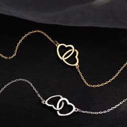 image-Japanese and Korean Cold Wind Metal Alloy Heart Double Necklace - Small