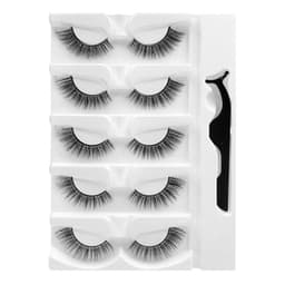 image-False Eyelashes, 5 Pairs, Self-Adhesive, Waterproof, Natural & Durable