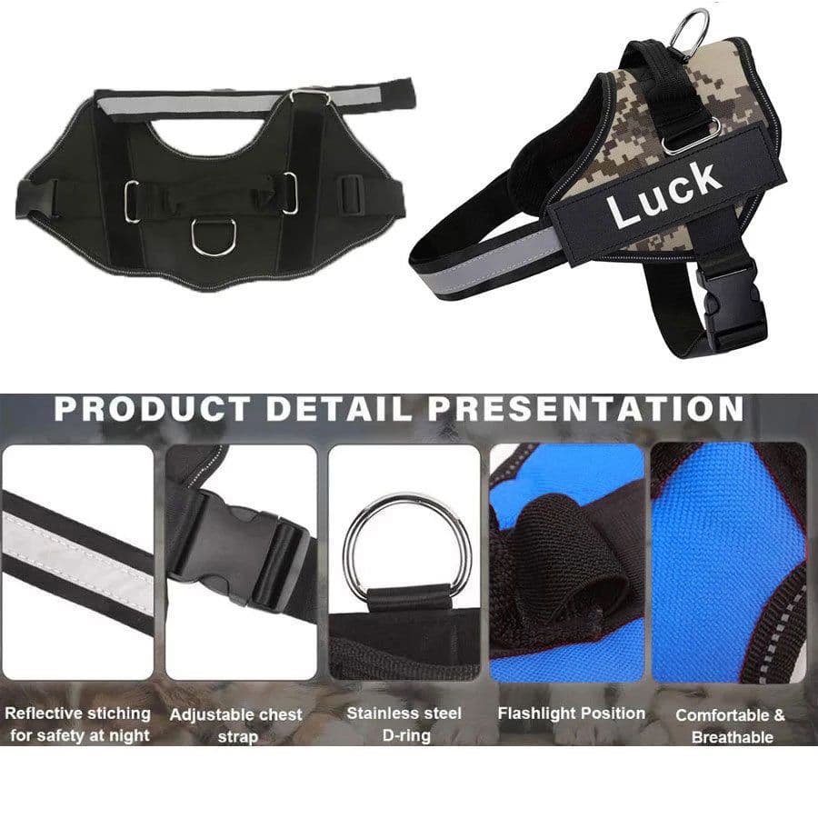 image-Pet Harness Leash - Camouflage Blue XXL