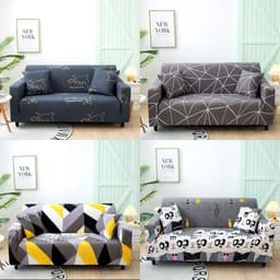 image-Elastic Three Seater Sofa Cover European Style Dustproof Protective Cover