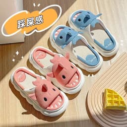 image-Xiaosha Thick-Soled Cotton Linen Slippers - Grey Size 44-45