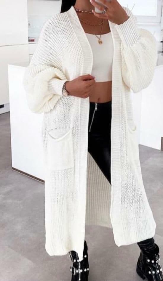 image-Women's Cardigan Sweater - Deep Pink Lantern Sleeve