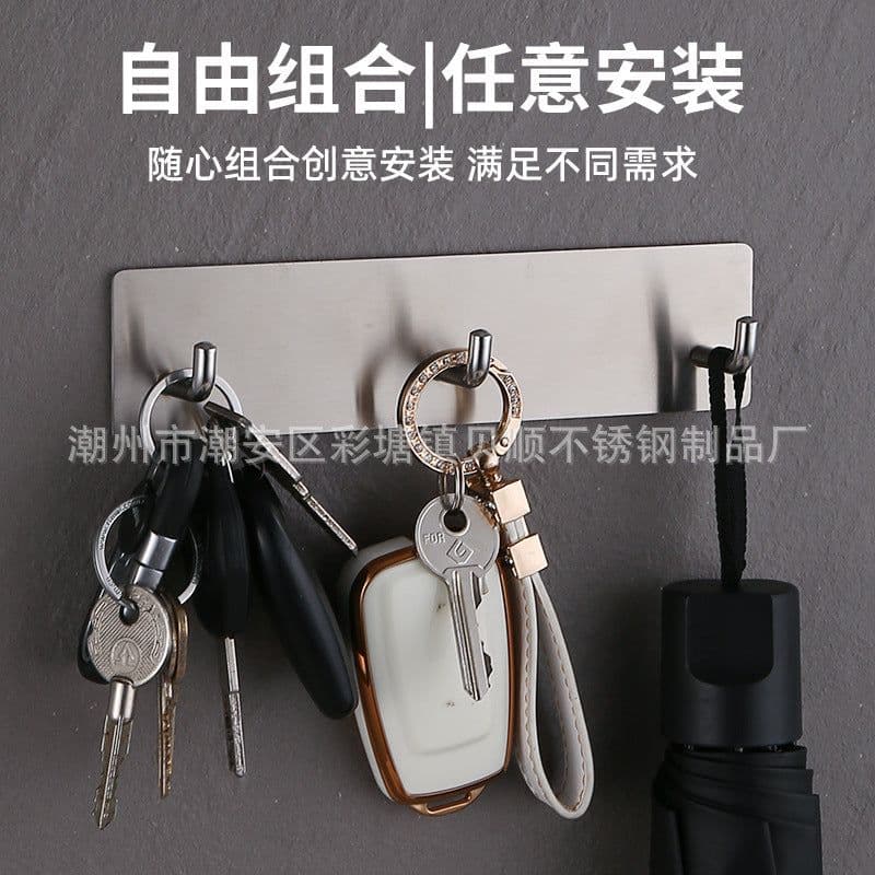 image-304 Stainless Steel Kitchen Hook - 6 Black Rows - 30kg Weight