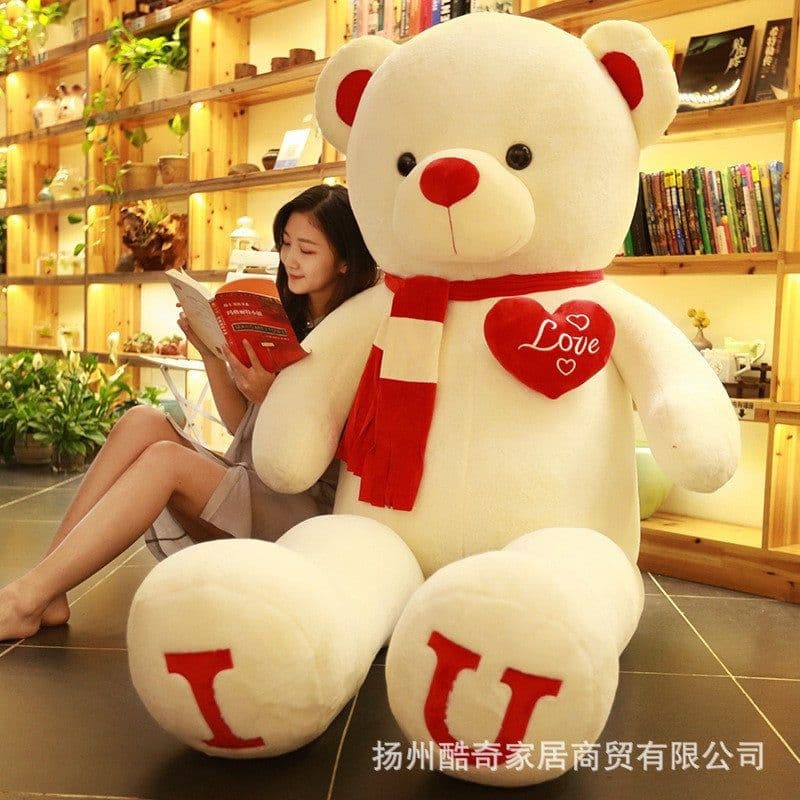 image-Oversized Plush Teddy Bear - Chocolate Ribbon 60cm